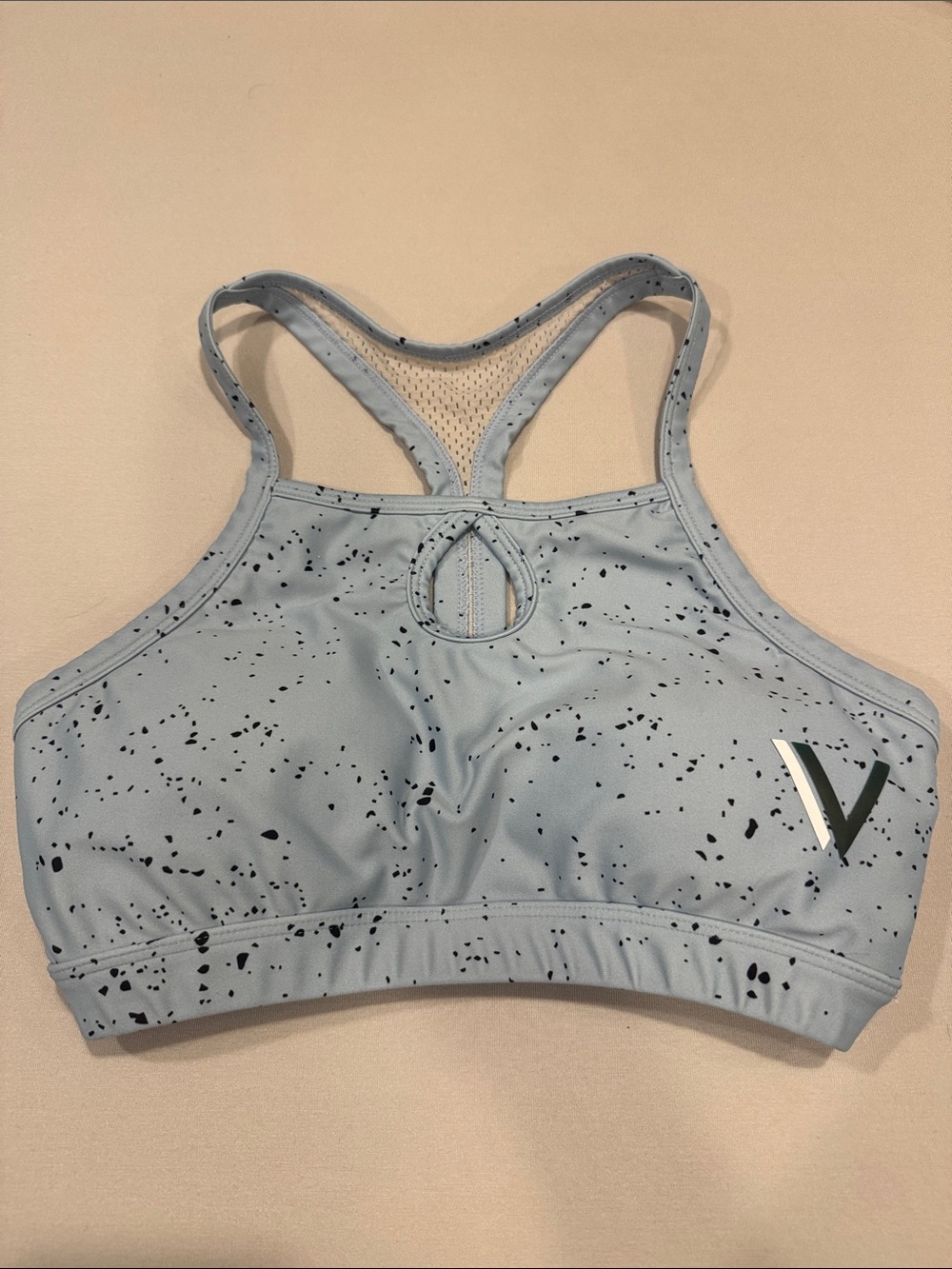 Vull Sport Speckled BarBella Sports Bra Blue Black Keyhole